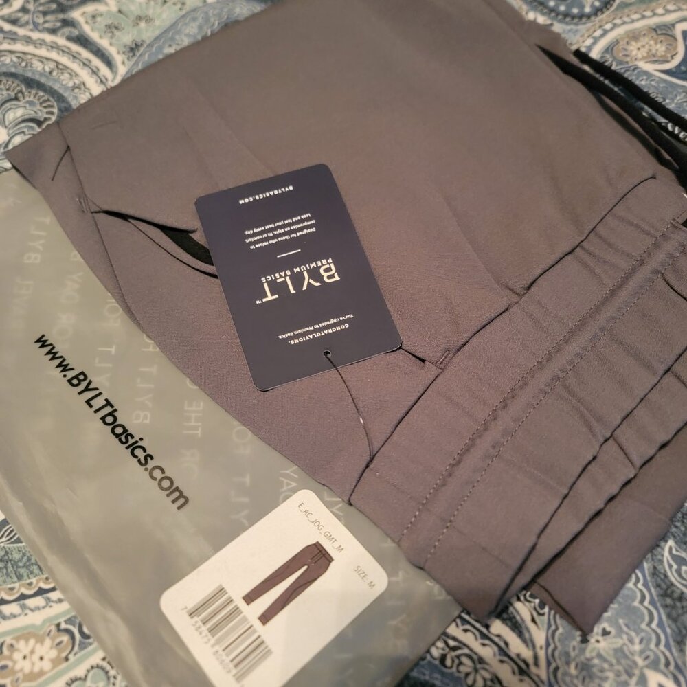 BYLT Premium Basics TWO Everyday Jogger Pants Men Size Small Gray Performance